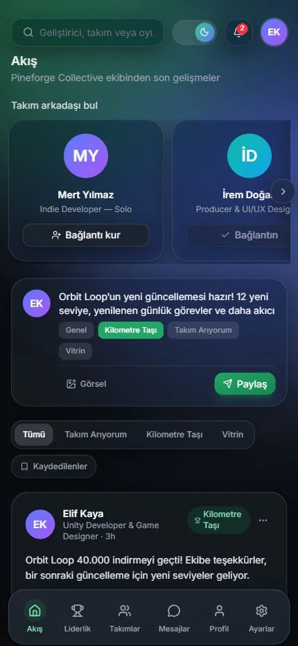 Başarı paylaşımı hazırlama — mobil görünüm