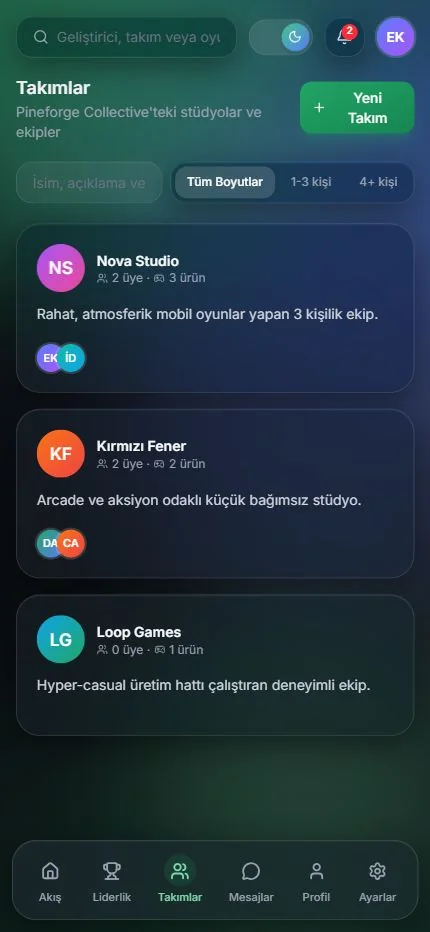 Stüdyoları keşfet — mobil görünüm