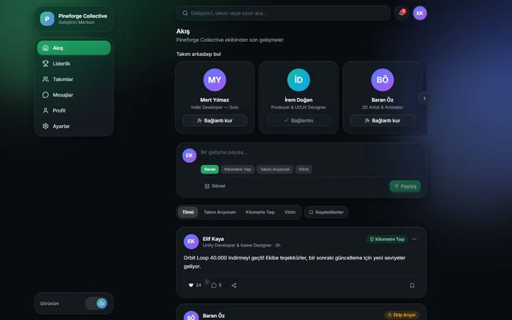 Topluluk akışı — web görünümü